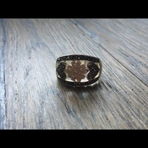 Pearl accented marcasite statement ring